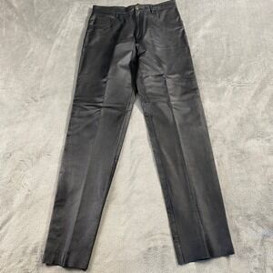 International Male Leather Pants Men 33 Black Straight Goth Moto Y2K 90s Vintage